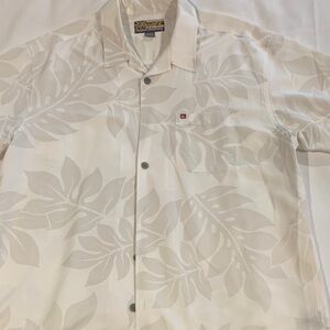 Quiksilver Men's Cream Leaf Print Shirt Jacket